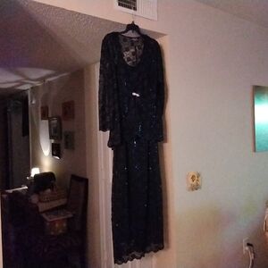 R&M Richards Black Sequin Lace Dress